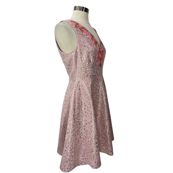 LILLY PULITZER NWT $328 Elanie Dress Pink Tropics Lagoon Jacquard SZ 10 - Picture 7 of 16